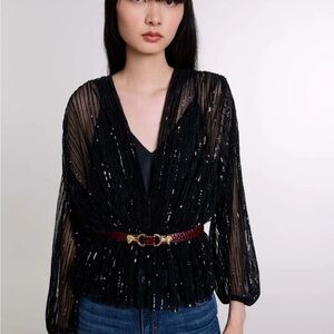 Monsoon Black Sequin Blouse